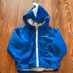 Columbia Blue Hooded Jacket - Kitterwibbit dinosaur style, size 2T